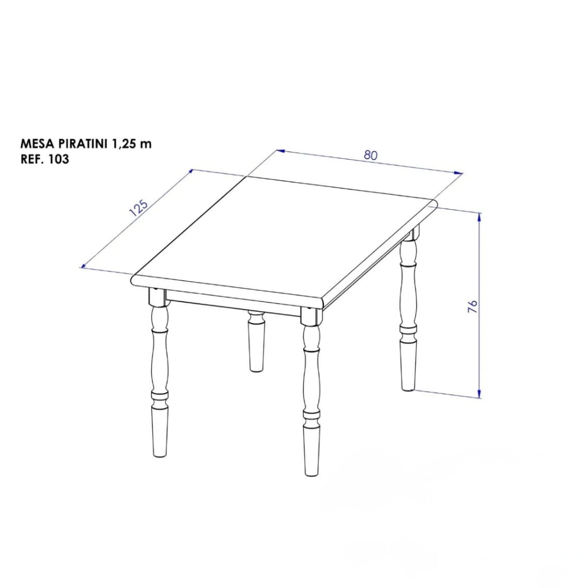 Mesa de Jantar em Madeira 125x80cm Natural Acetinado Piratini
