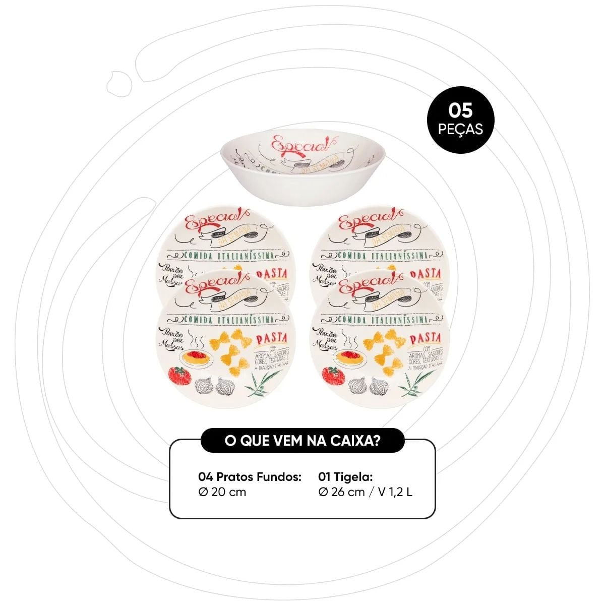Kit para Massas em Cerâmica 5 Peças Oxford