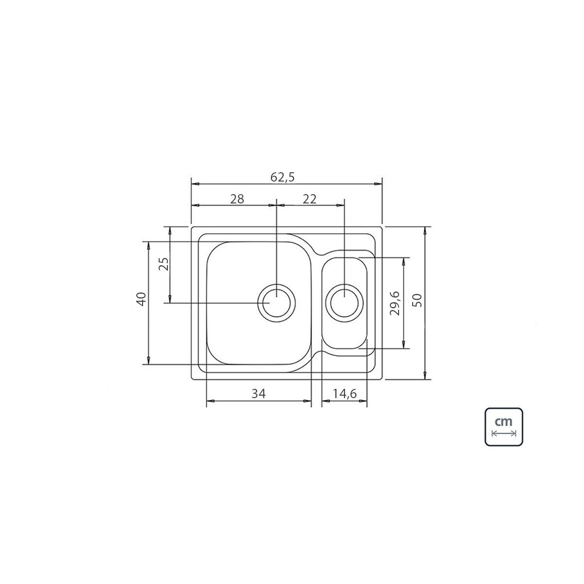 Cuba de Sobrepor Tramontina Marea 1.5 C 34 em Aço Inox Acetinado com Válvula 62 x 50 cm