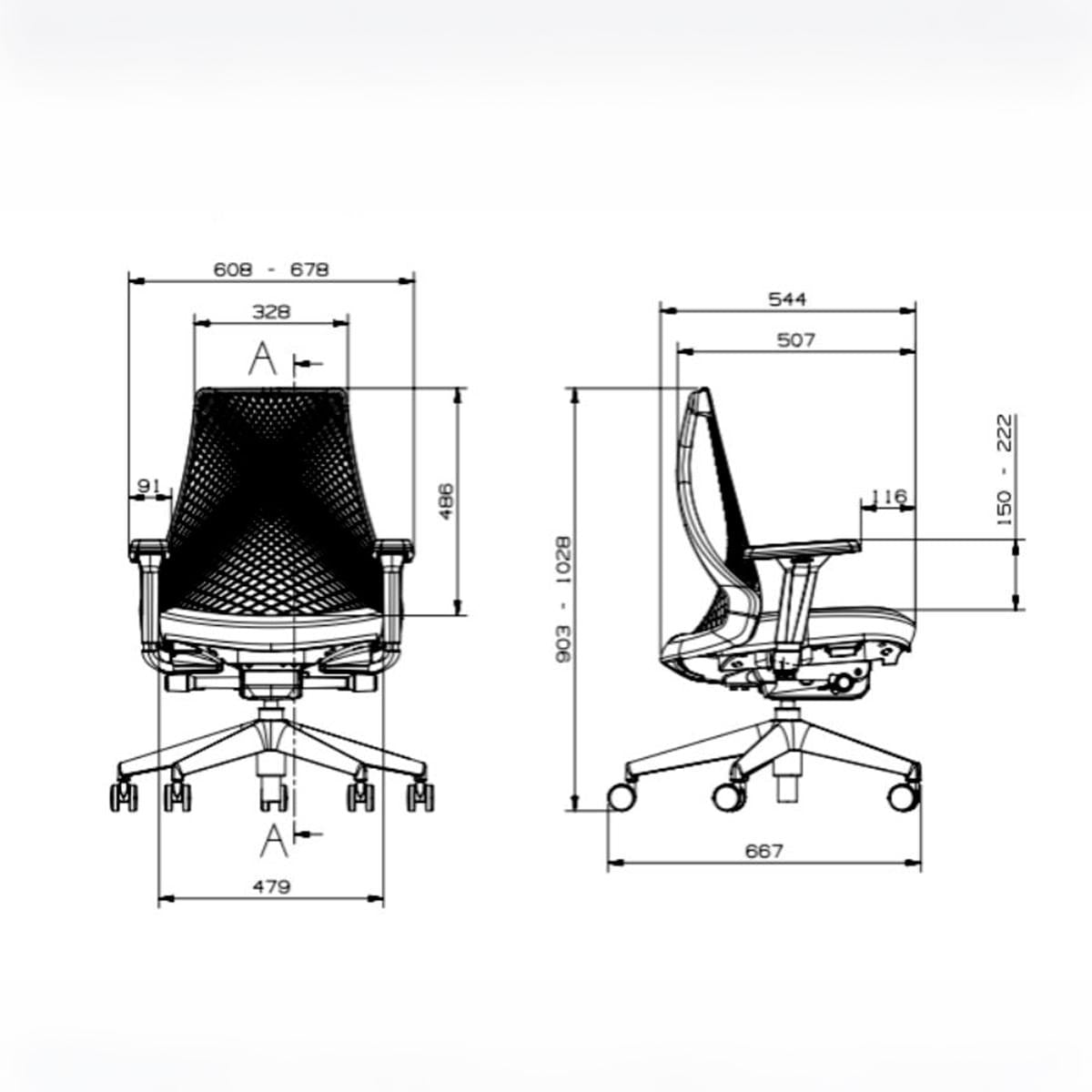 Cadeira Escritório Bix X+ Presidente Slider PU Poliéster Preto Plaxmetal