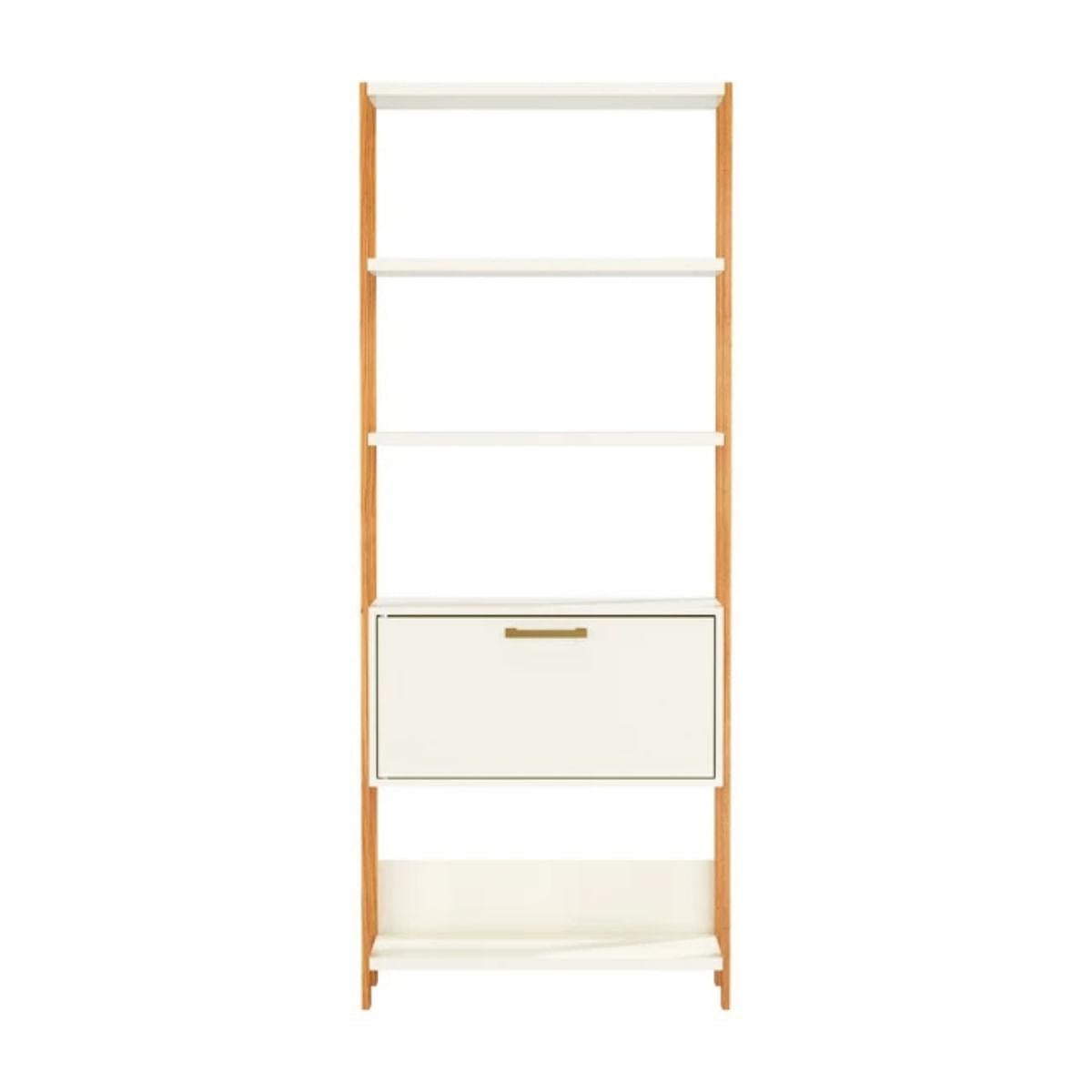 Estante 5 Prateleiras 1 `Porta Off White Freijó 73x32x185 cm Dalla Costa