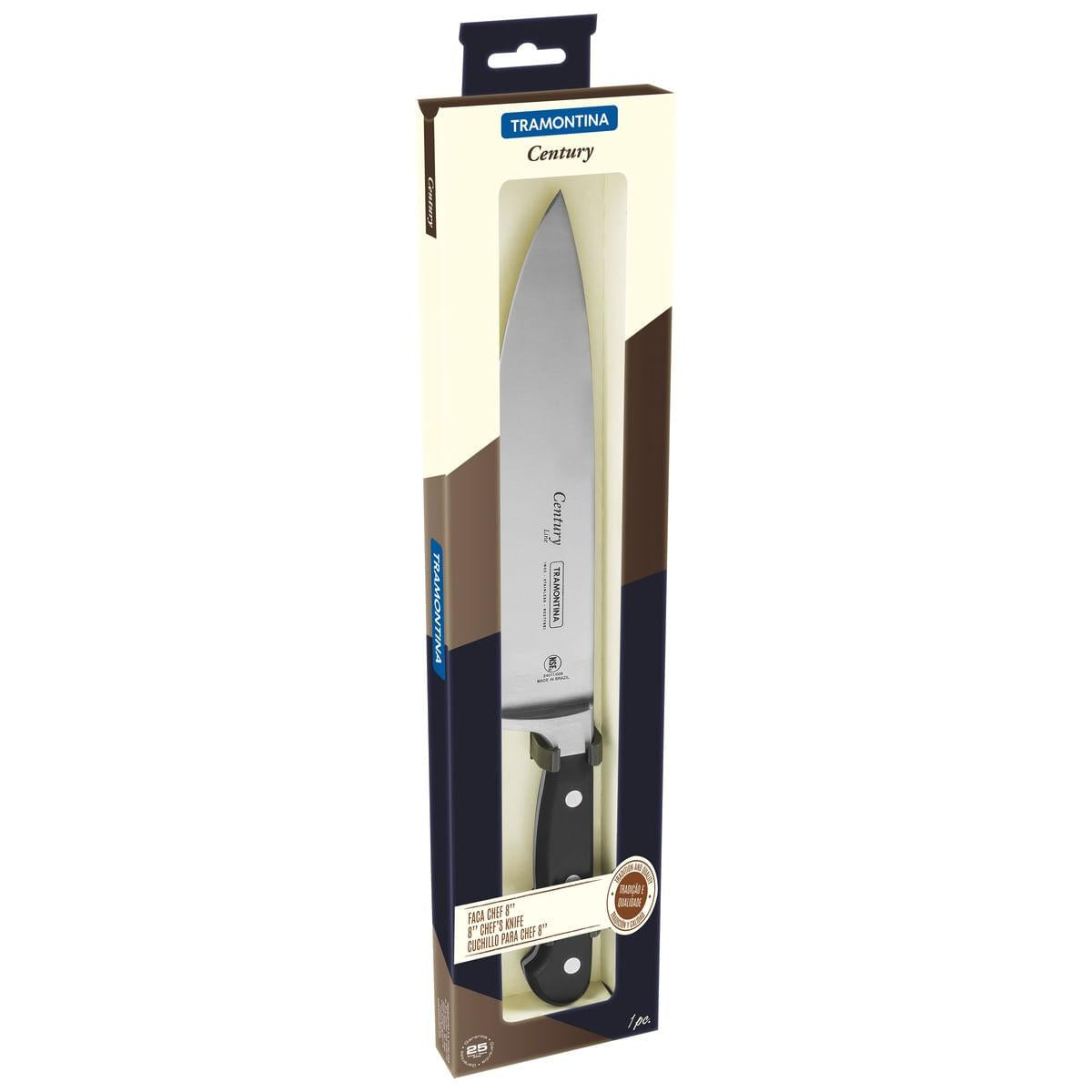 Faca Chef Tramontina Century com Lâmina em Aço Inox e Cabo de Policarbonato e Fibra de Vidro 8" 24011108