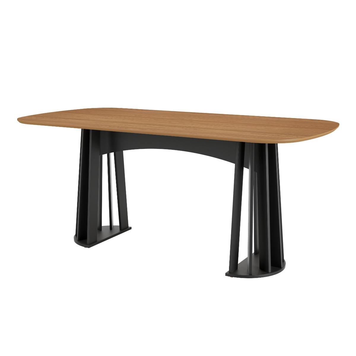 Mesa de Jantar Retangular em MDF 180 x 90 cm Freijó/Preto Fosco TM69 JPF Dalla Costa