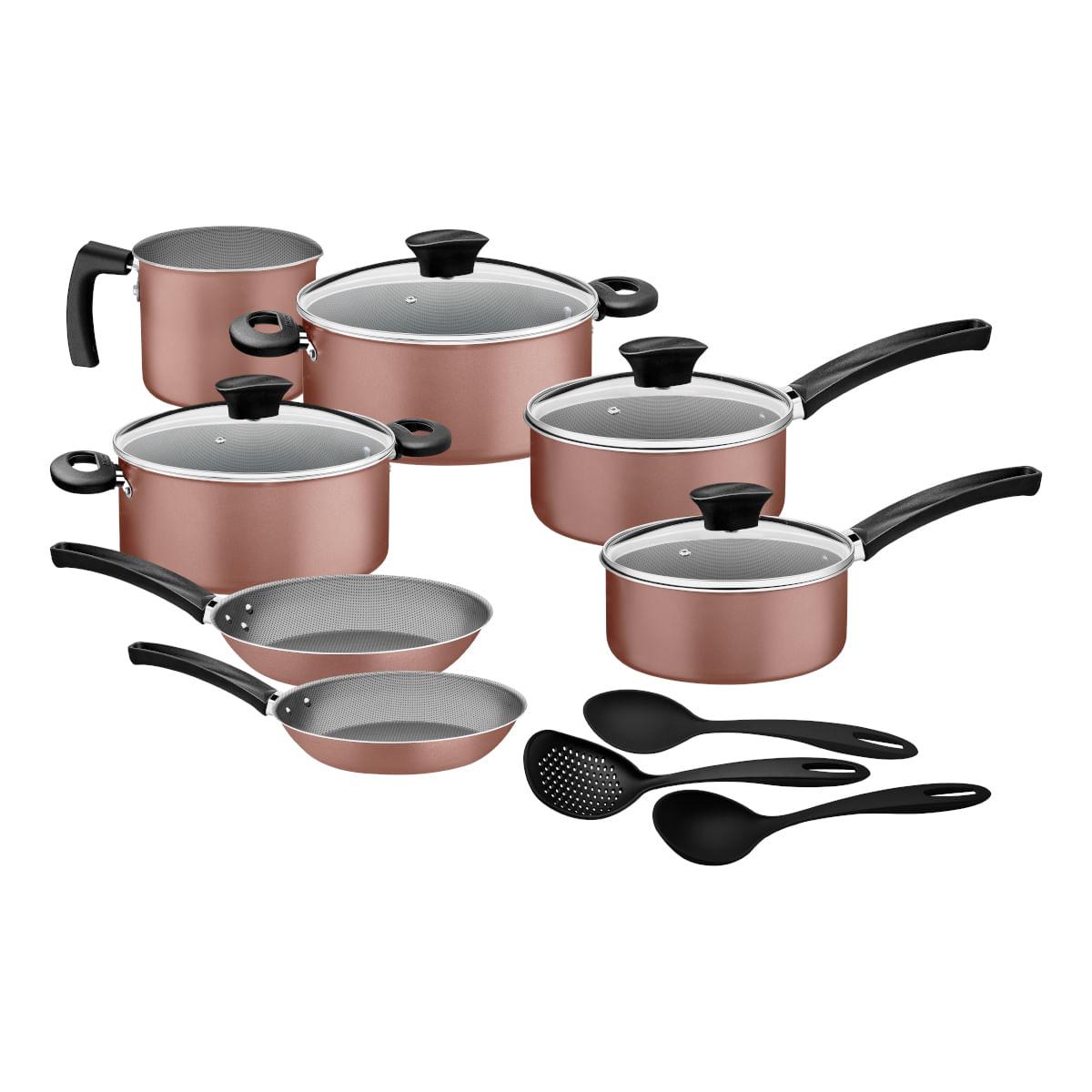 Kit Cozinha Tramontina Michigan 10 Peças em Alumínio Starflon Max Siena Natural
