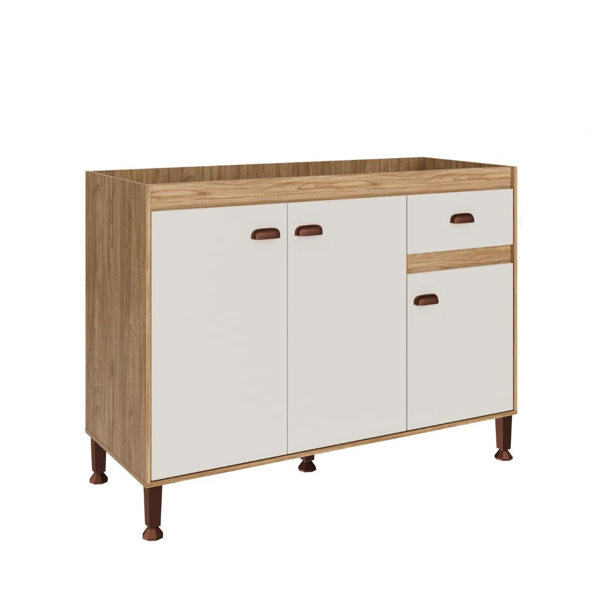 Armário Balcão de Cozinha Mel Off White 120x48x93 cm Movelbento