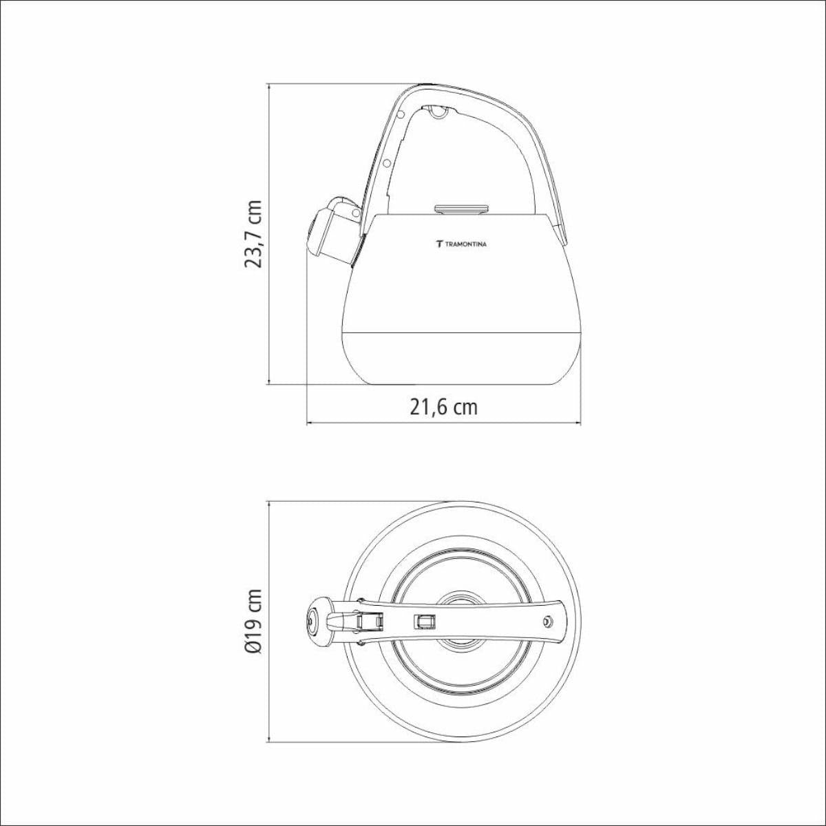 Chaleira com Apito Indução Tramontina 2,5L em Aço Inox