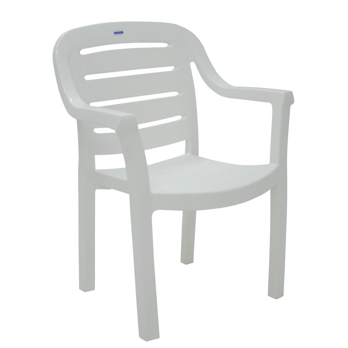 Cadeira Tramontina Miami Branco com Braços Encosto Horizontal em Polipropileno