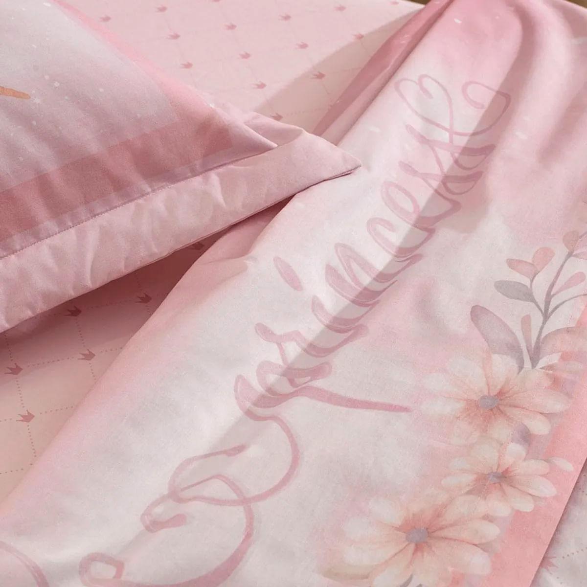 Colcha Infantil Solteiro com Porta-travesseiro Karsten 200 Fios Princesinha