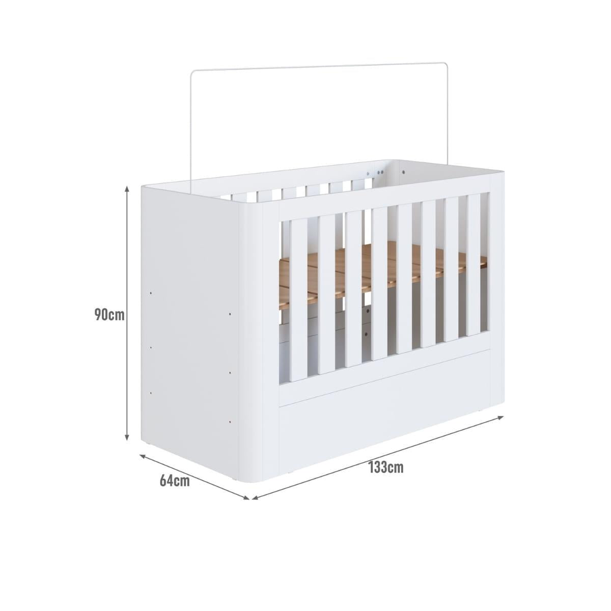Berço Curvo com Colchão Essencial Branco 133x64x90 cm Completa Móveis