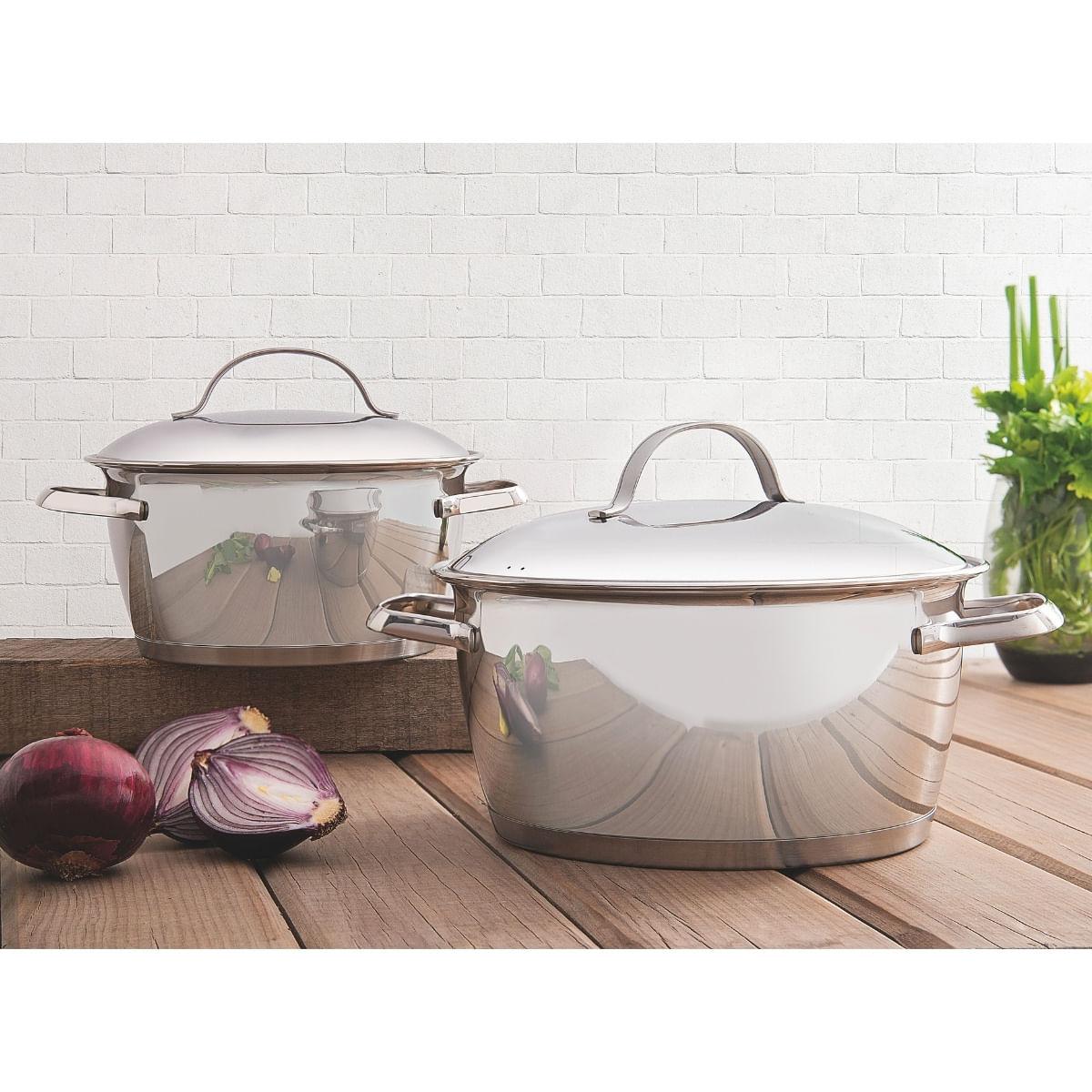Caçarola Funda Tramontina Allegra Aço Inox Fundo Triplo 18 cm 2,2 L