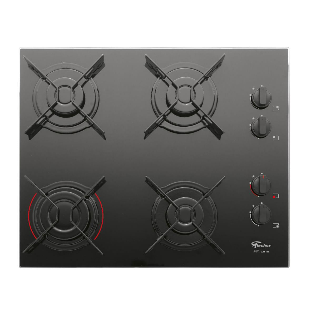 Fogão Cooktop Fischer 4Q Fit Line Gás Mesa Vidro