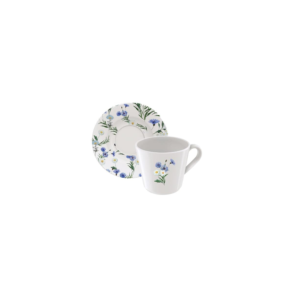 Kit Xícara e Pires de Chá Tramontina Ana Alice em Porcelana Decorada 185 ml 12 Peças
