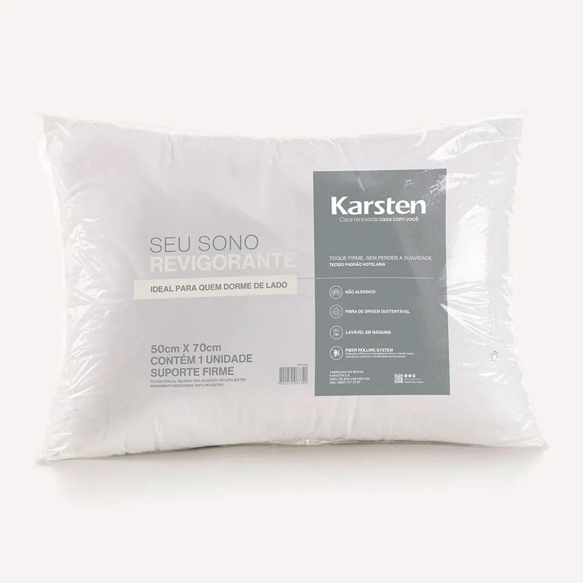 Travesseiro Karsten Suporte Firme Percal 180 Fios Seu Sono Revigorante 70x50 cm