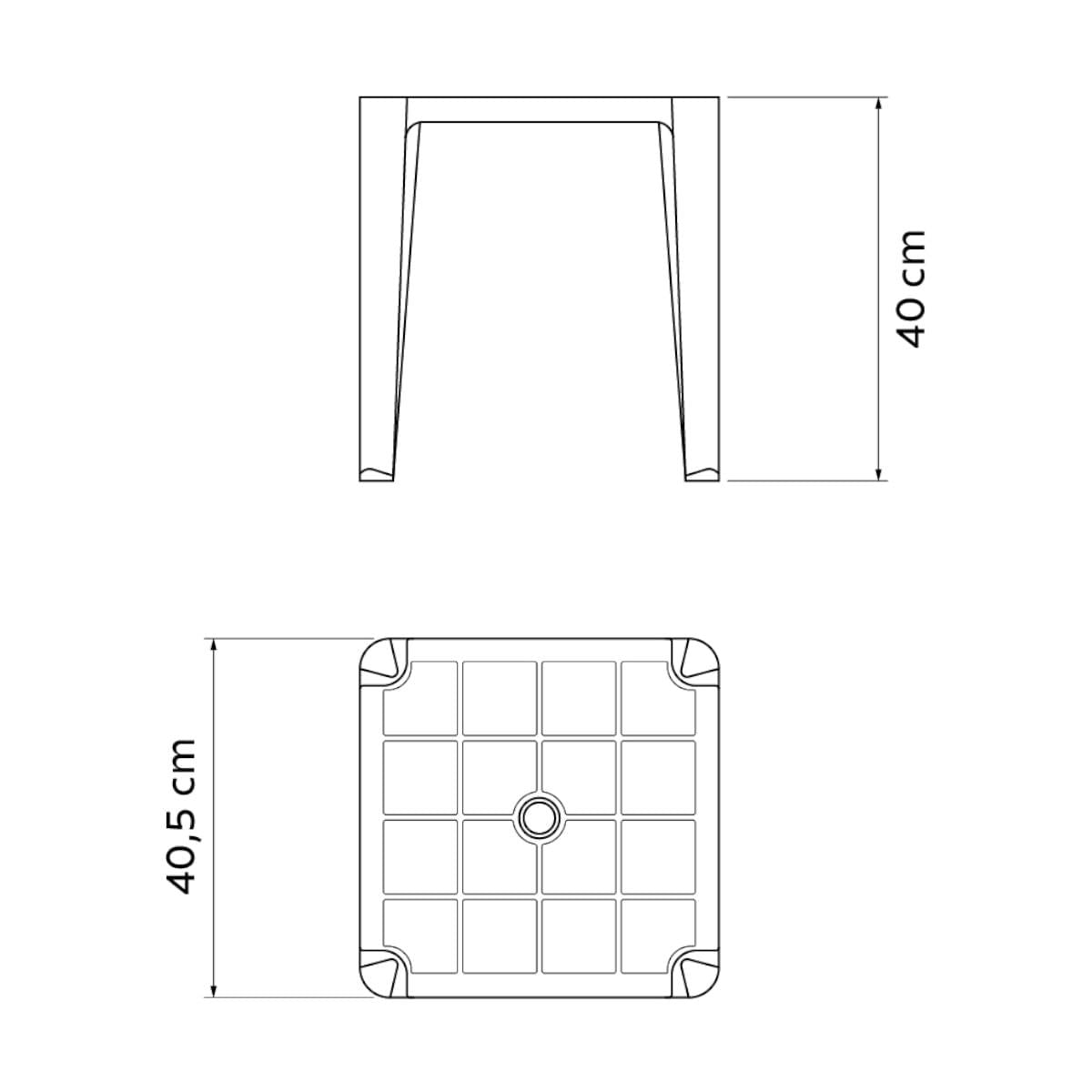 Mesa de Apoio Tramontina Pituba ECO 40 x 40 x 40 cm em Polipropileno Preto
