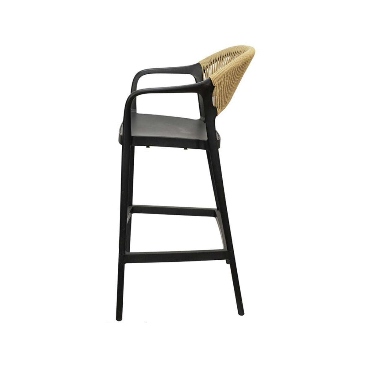 Banqueta Juna Or Design Preta em Polipropileno com Rattan UV