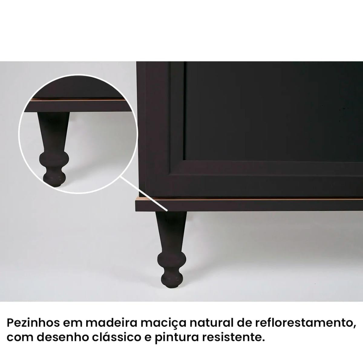 Aparador Buffet Ditália 2 Gavetas 2 Portas Preto R-629