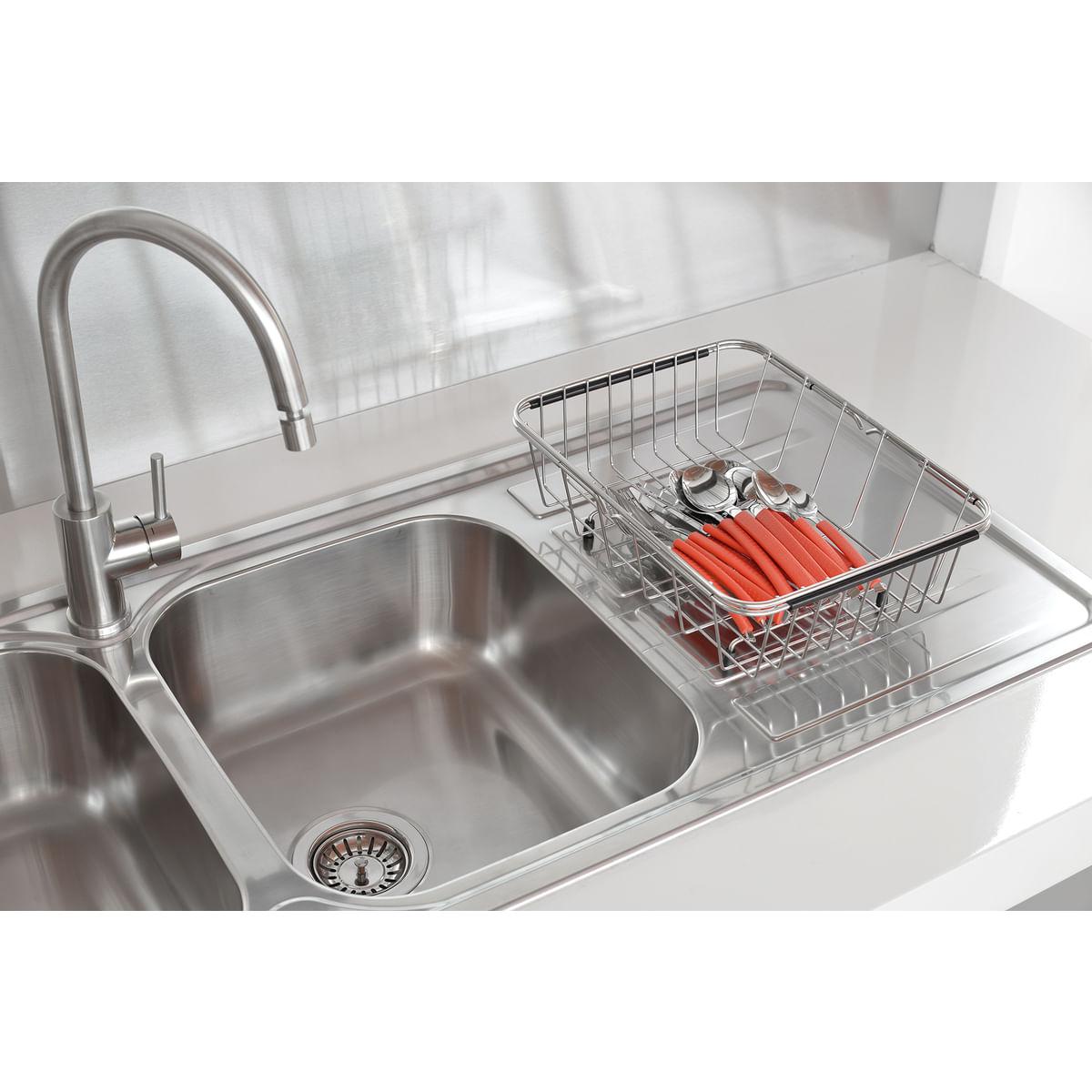 Cesto Aramado Retangular Tramontina em Aço Inox com Alça Regulável para Cubas e Pias 94528030