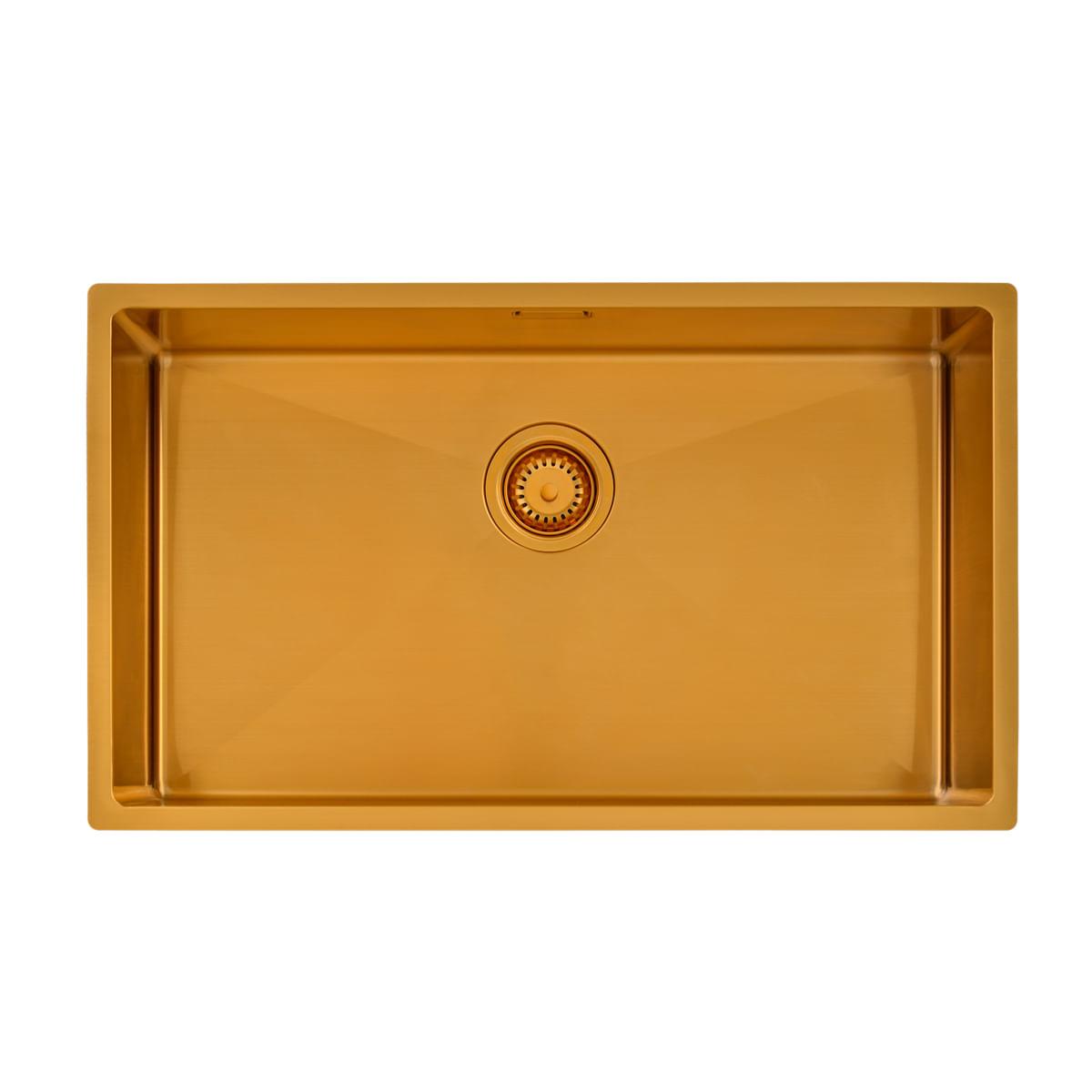 Cuba Tramontina Quadrum 70 em Aço Inox com Revestimento PVD Gold 70 x 40 cm OUTLET