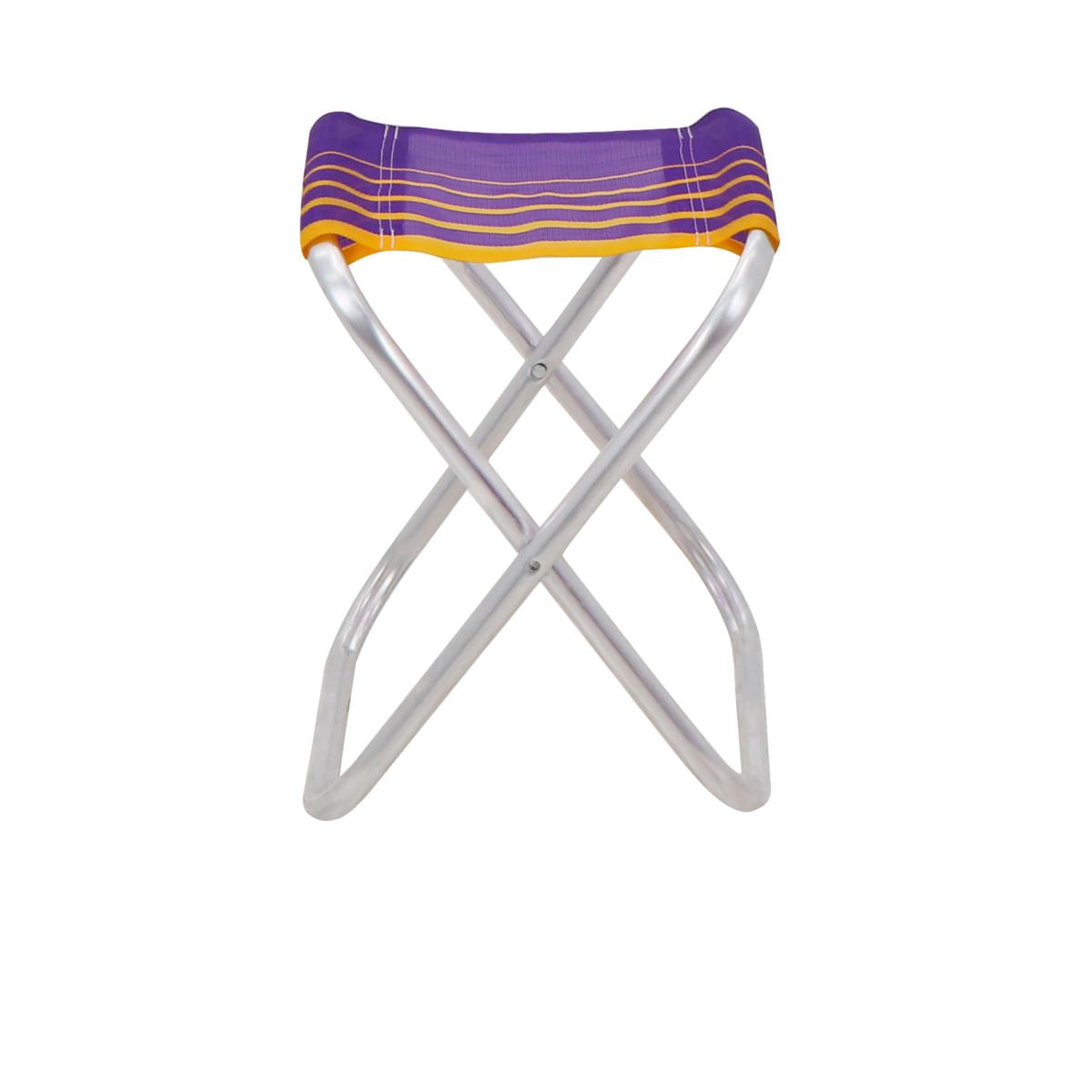 Banqueta de Praia Tramontina Fiji em Alumínio com Assento Roxo e Amarelo
