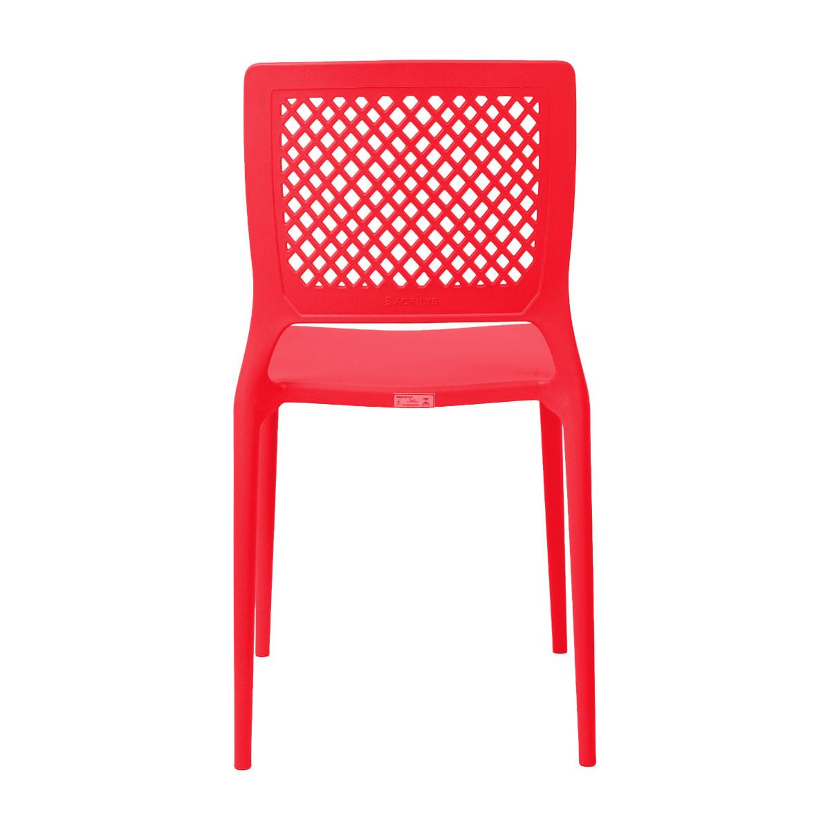 Cadeira Empilhável Vênus Vermelho Pastel em Polipropileno Acrilys
