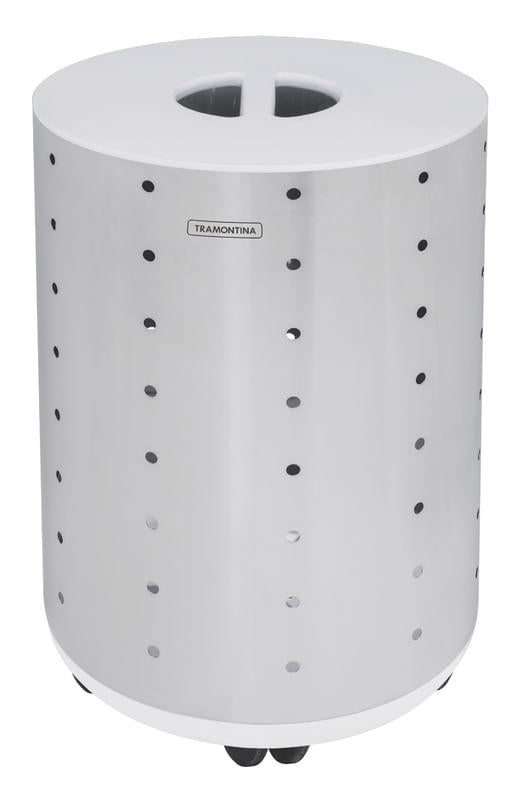 Cesto de Roupa Bella Inox com Tampa em MDF Branca 65 Litros Tramontina 94540401