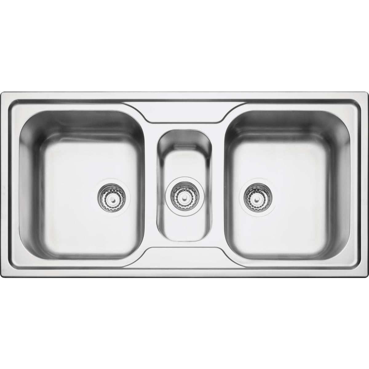 Cuba de Sobrepor Tramontina Marea 2 Cubas e Auxiliar em Aço Inox Acetinado 100 x 50 cm com Válvula 93830123