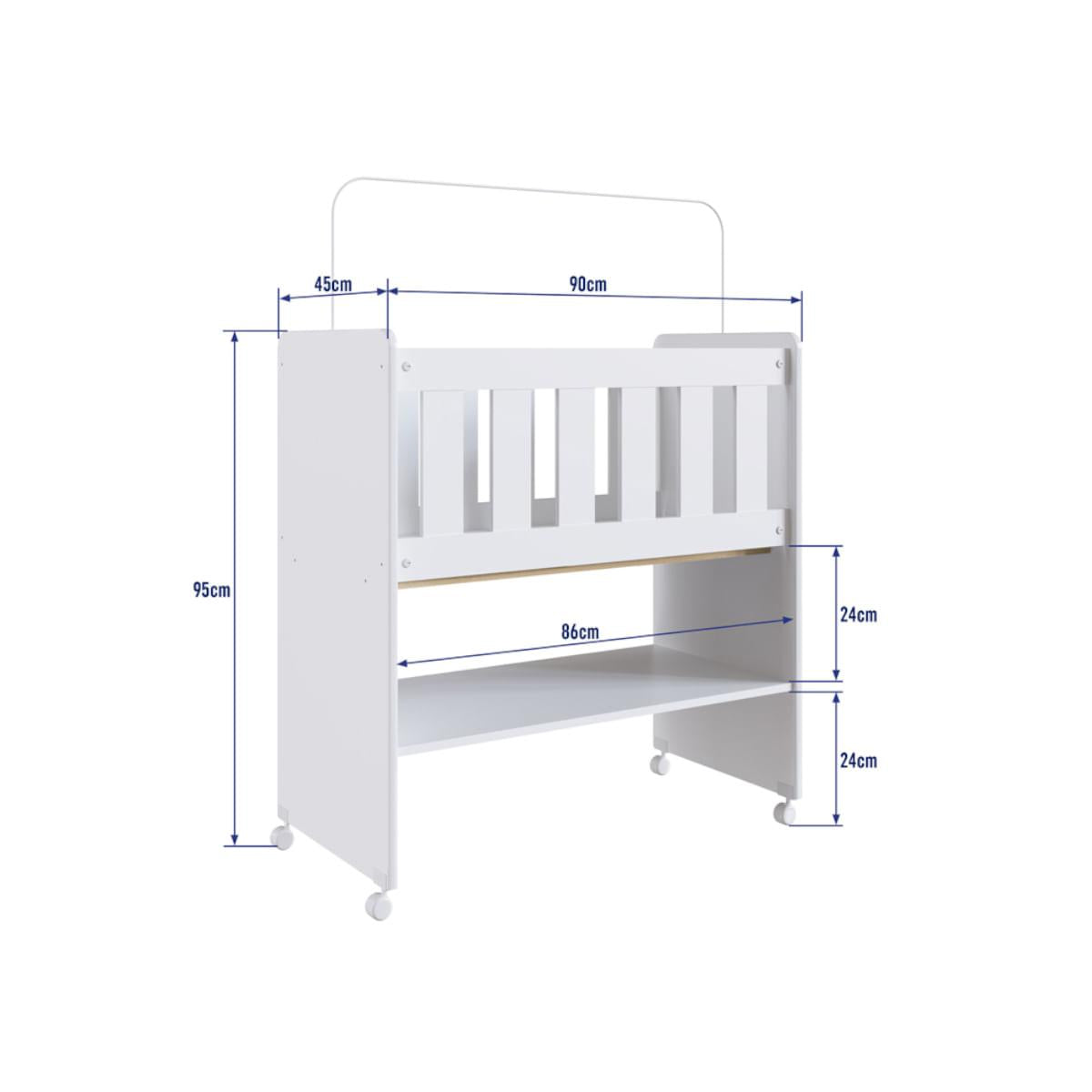 Mini Berço em MDP Branco Moisés Normatizado com Colchão Completa Móveis BY501