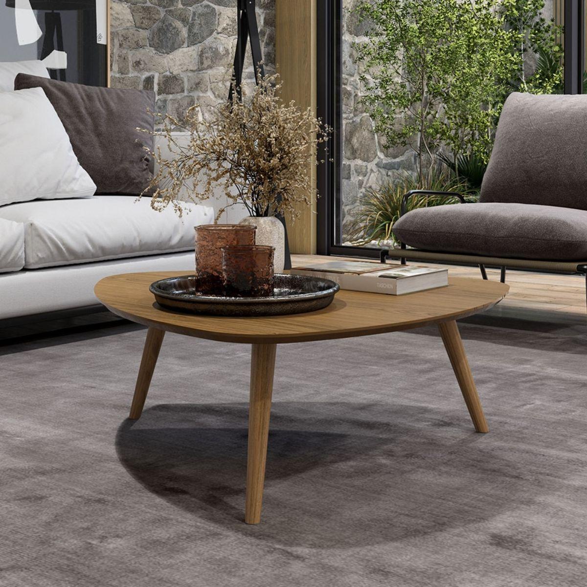 Mesa de Centro Unique em MDF Louro Pés em Madeira Marin