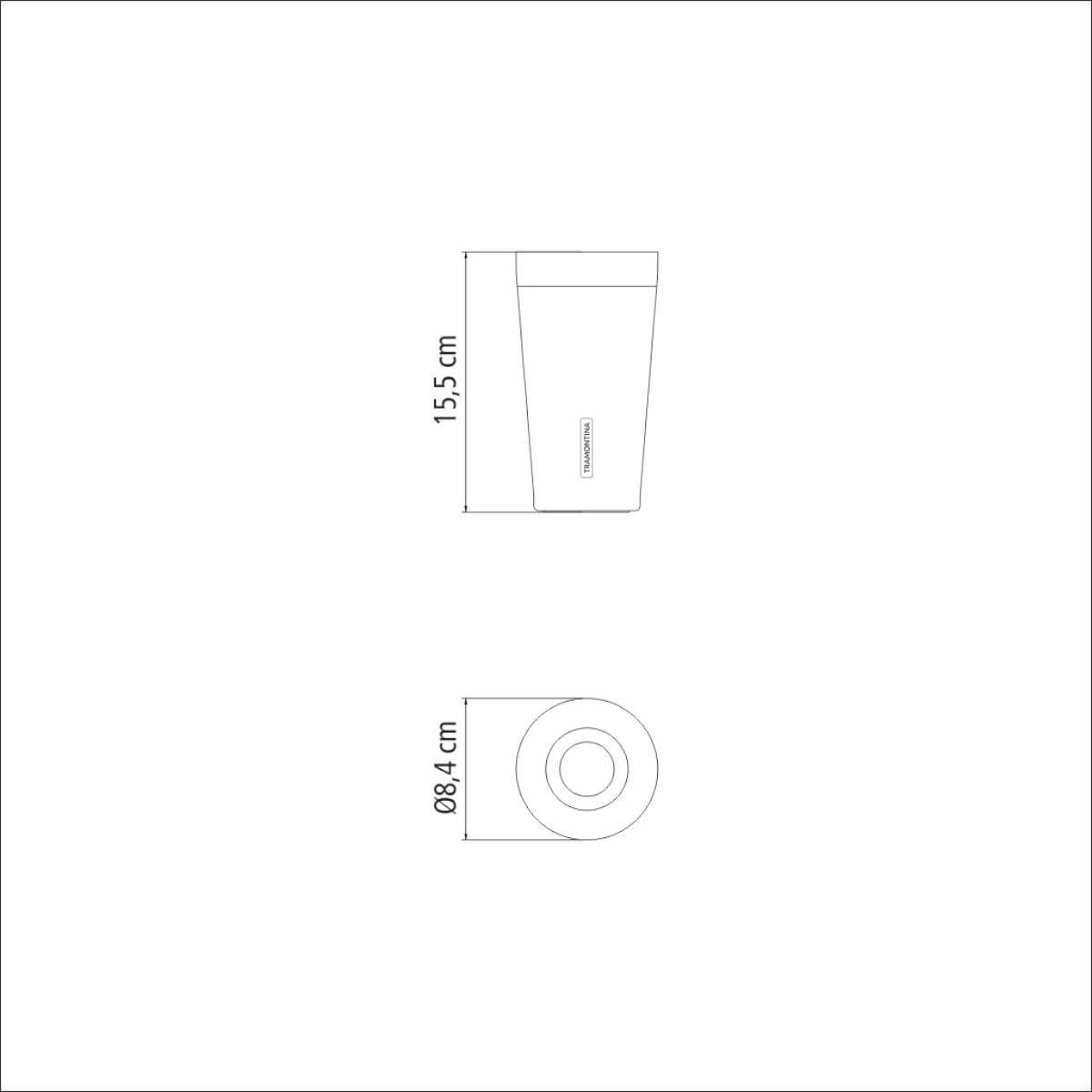 Copo Térmico Tramontina Exata em Aço Inox sem Tampa 420 ml
