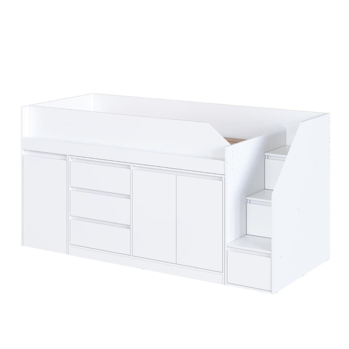 Cama Infanto Juvenil com Escrivaninha e Balcão Branco Completa Móveis