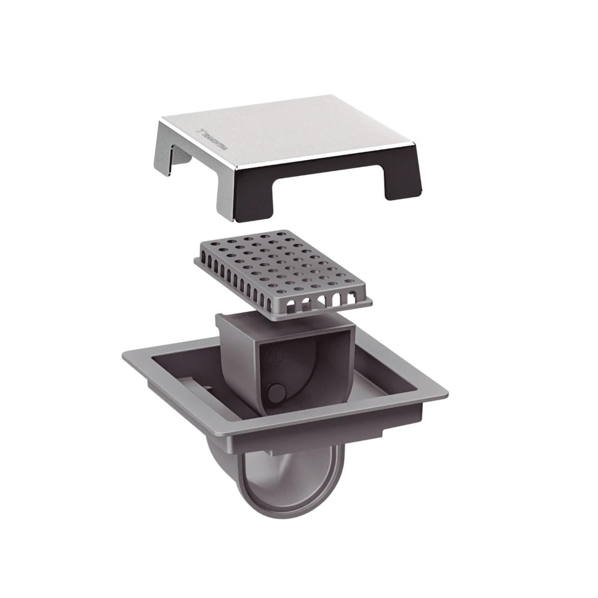 Ralo Neo Square Tramontina em Aço Inox 10 x 10 cm