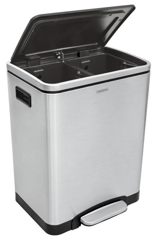Lixeira Inox com Pedal Dupla 15 Litros Quadratta Plus OUTLET Tramontina 94900474