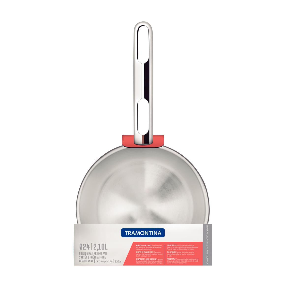 Frigideira Tramontina Allegra Aço Inox com Fundo Triplo 24 cm 2,1 Litros