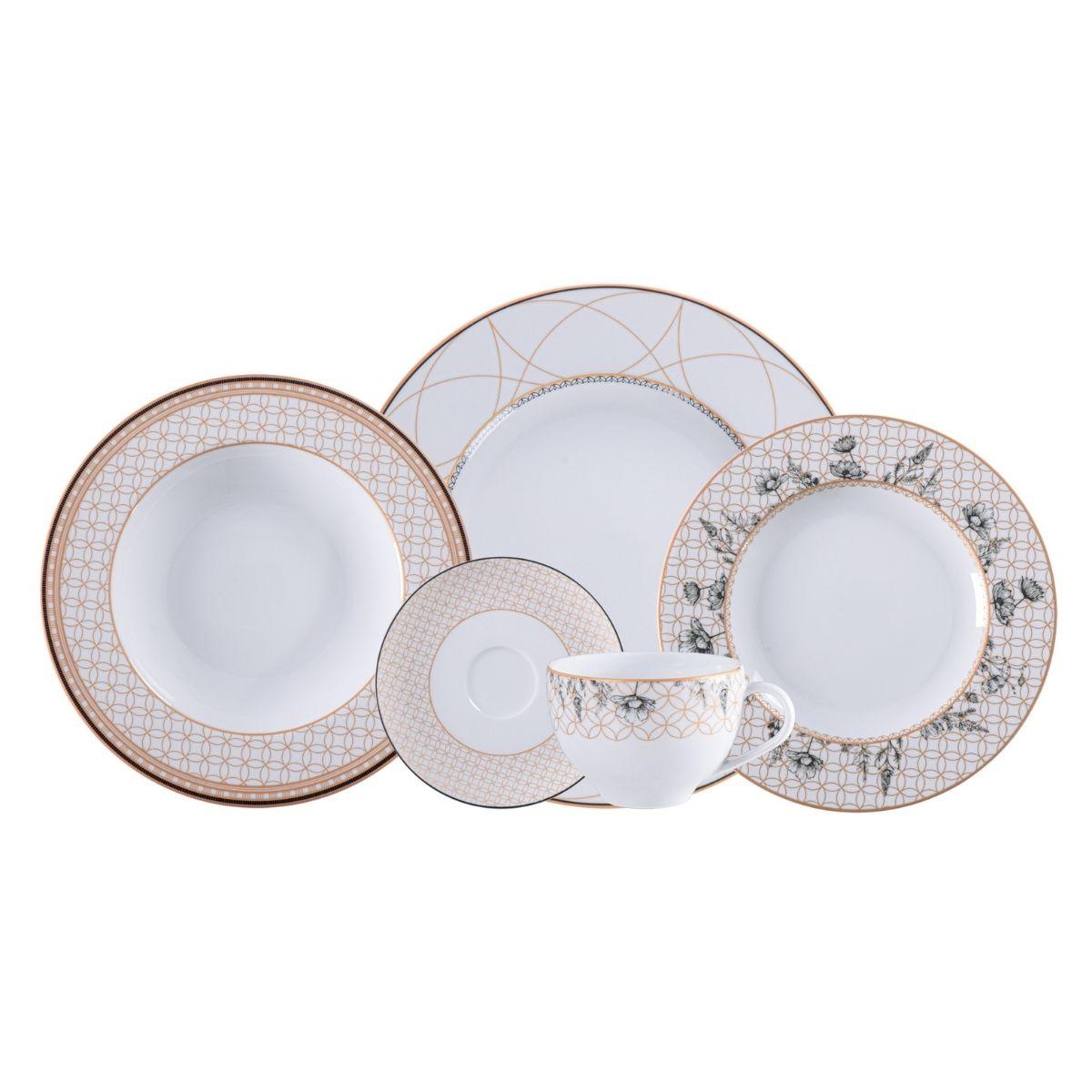 Aparelho de Jantar Tramontina Solaris em Porcelana Decorada 30 Peças