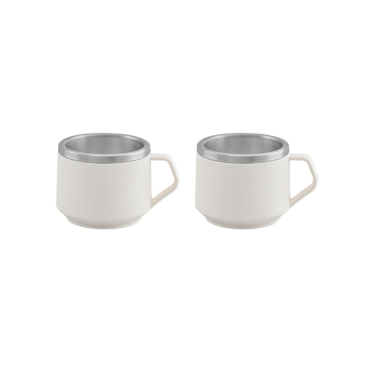 Kit 2 Xícaras para Café Tramontina em Aço Inox Branco 80 ml