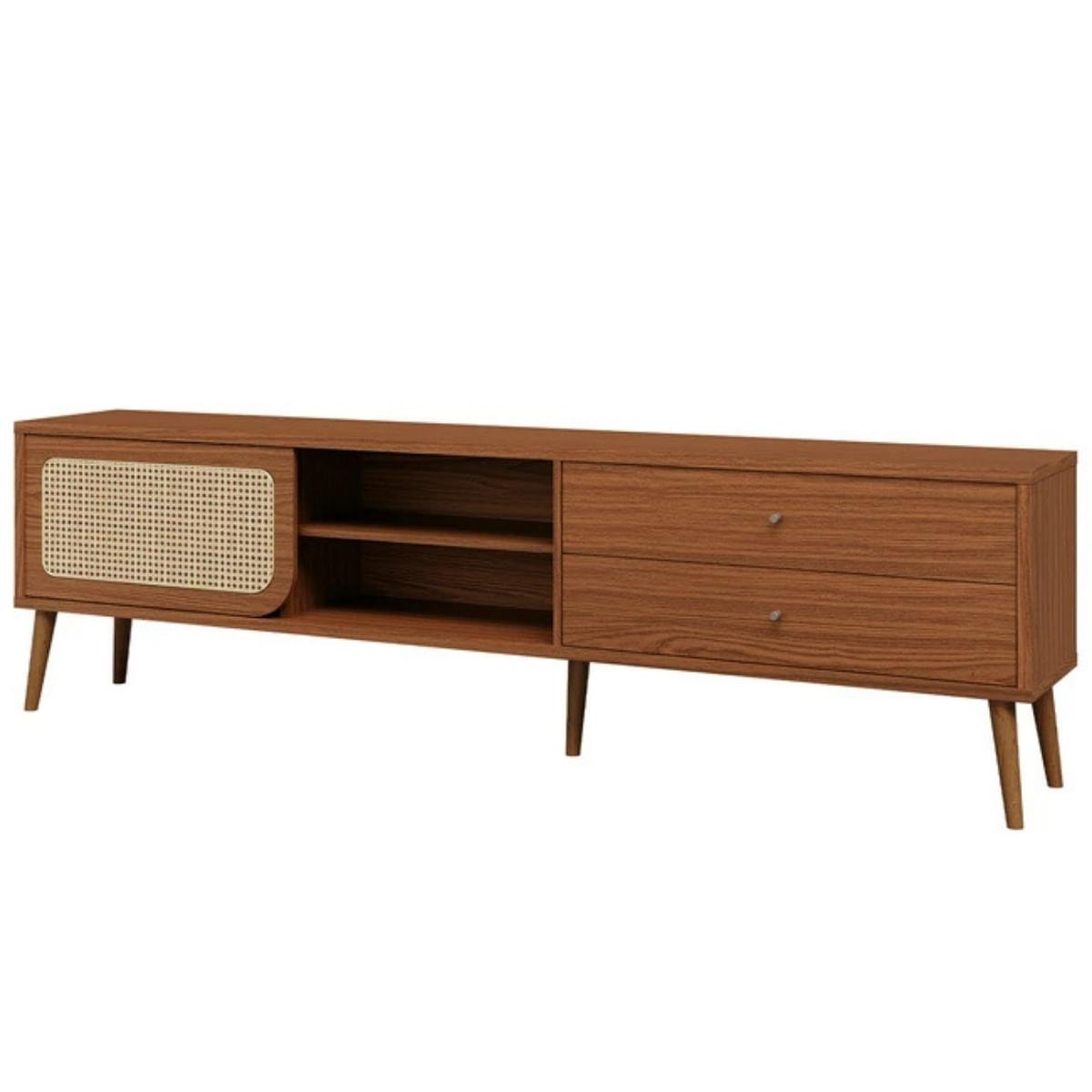 Rack para TV 220cm Até 60 Polegadas 2 Gavetas 1 Porta Curve Pinhão com Palha Dalla Costa