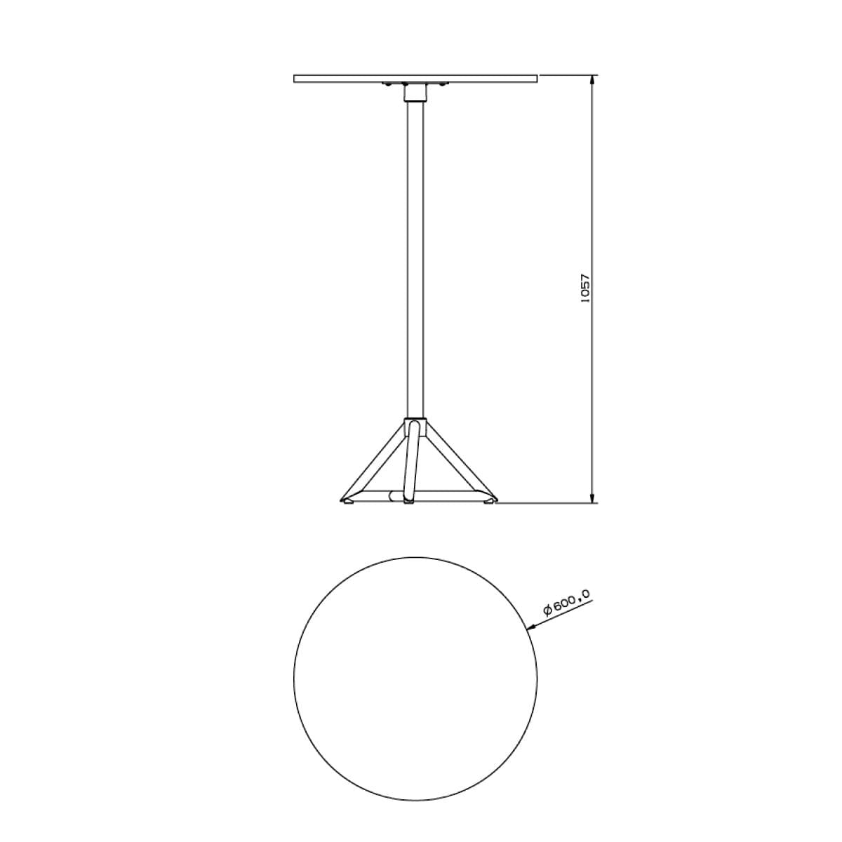 Mesa Bistrô Dot Redonda Alta Preta 60x106cm em Aço e Madeira Plaxmetal