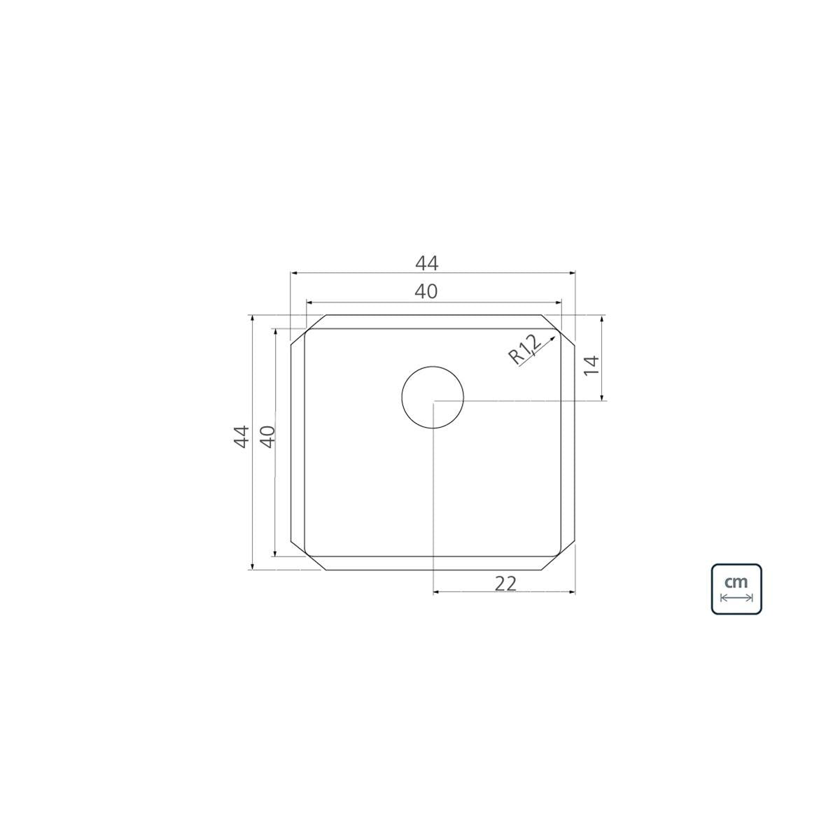 Cuba de Embutir Quadrum 40 U Undermount Tramontina 40 x 40 x 20 cm em Aço Inox Scotch Brite OUTLET