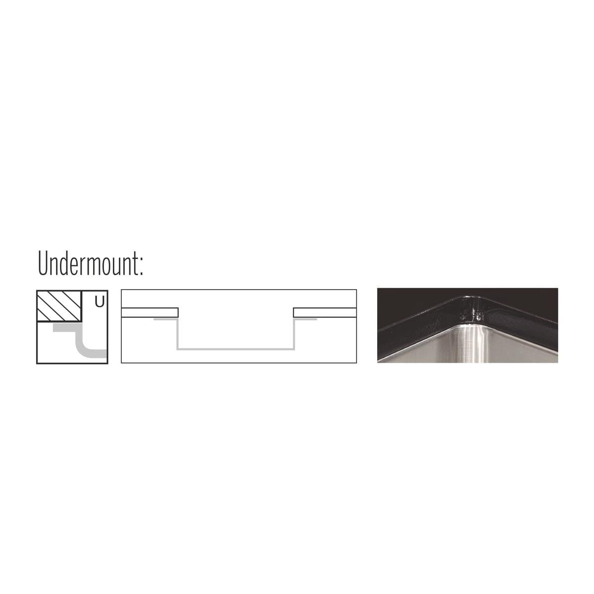 Cuba de Embutir Quadrum 40 U Undermount Tramontina 40 x 40 x 20 cm em Aço Inox Scotch Brite OUTLET