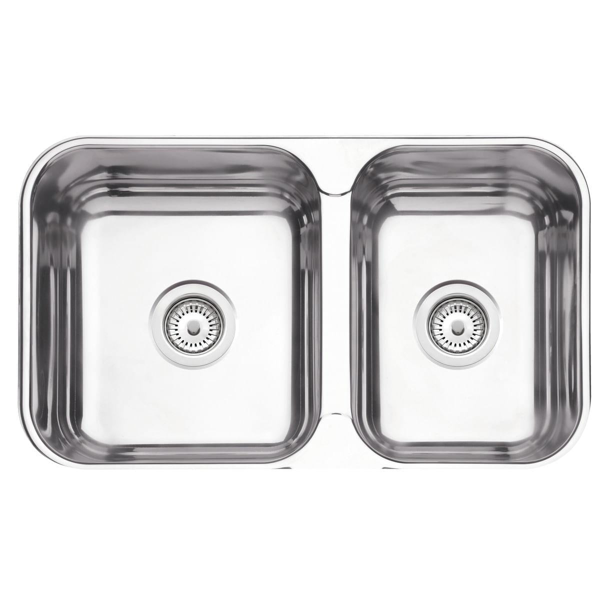 Cuba Dupla Tramontina Isis Perfecta em Aço Inox Polido 69 x 40 cm com Válvula 94062402