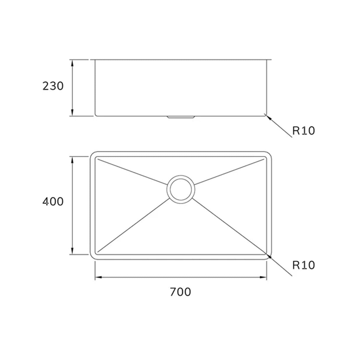 Cuba Mekal Reta LR70 em Aço Inox Escovado 70x40x23 cm com Válvula
