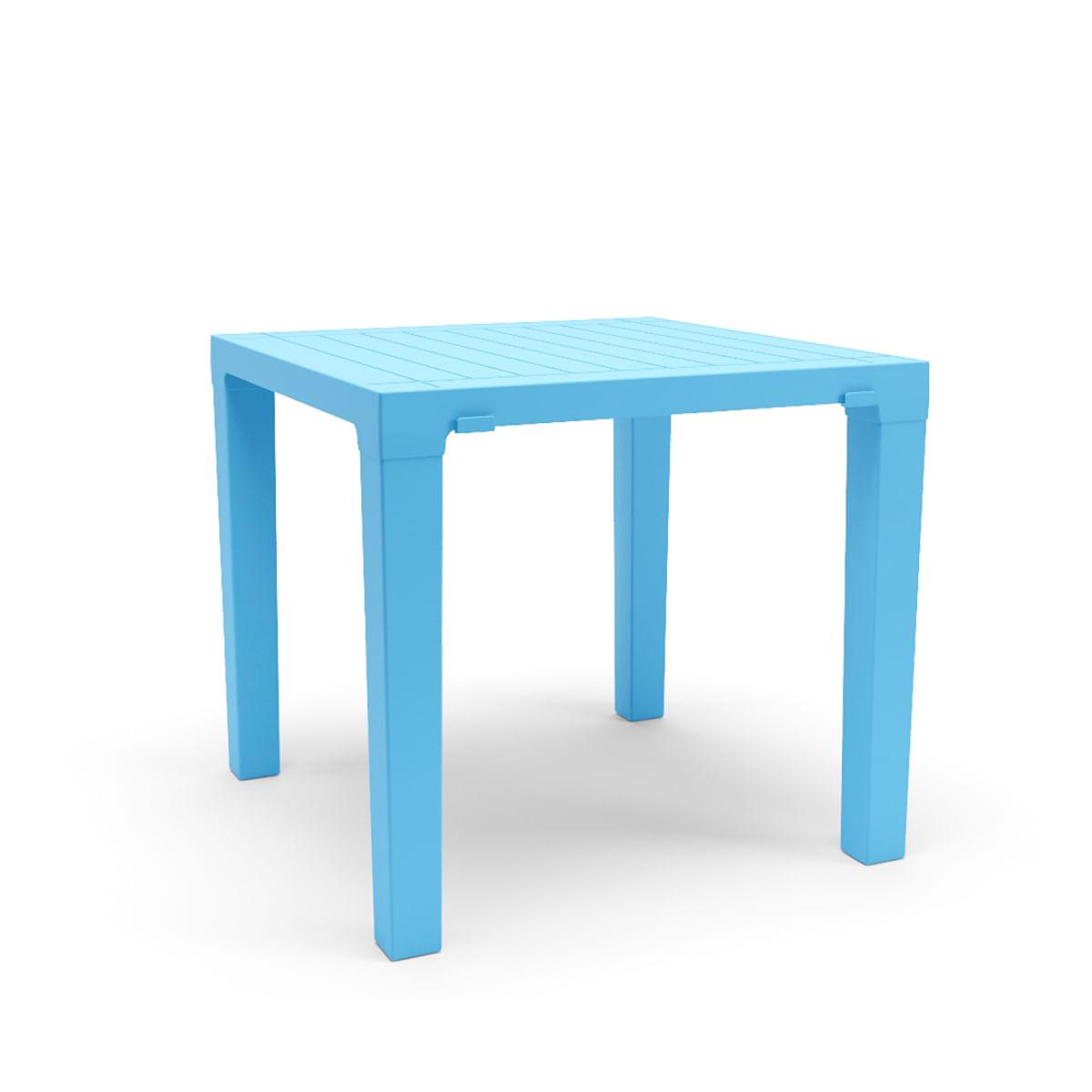 Mesa Niala Quadrada Azul Celeste 80cm em Polipropileno Plaxmetal
