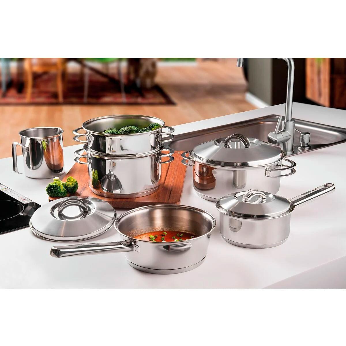 Kit Jogo de Panelas Tramontina Solar 7 Peças Aço Inox Indução