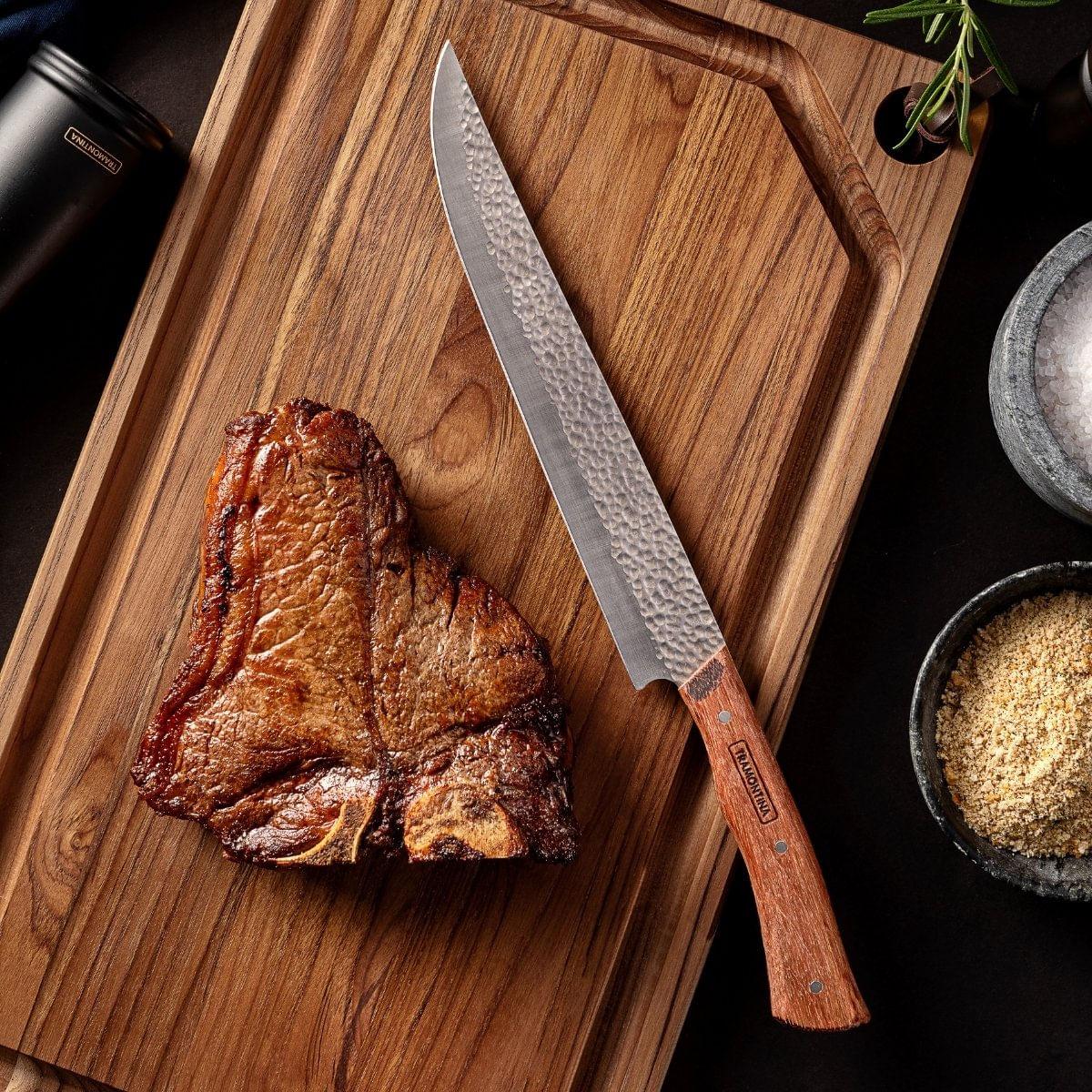 Kit para Churrasco Tramontina em Aço Inox e Madeira com Tábua 3 Peças