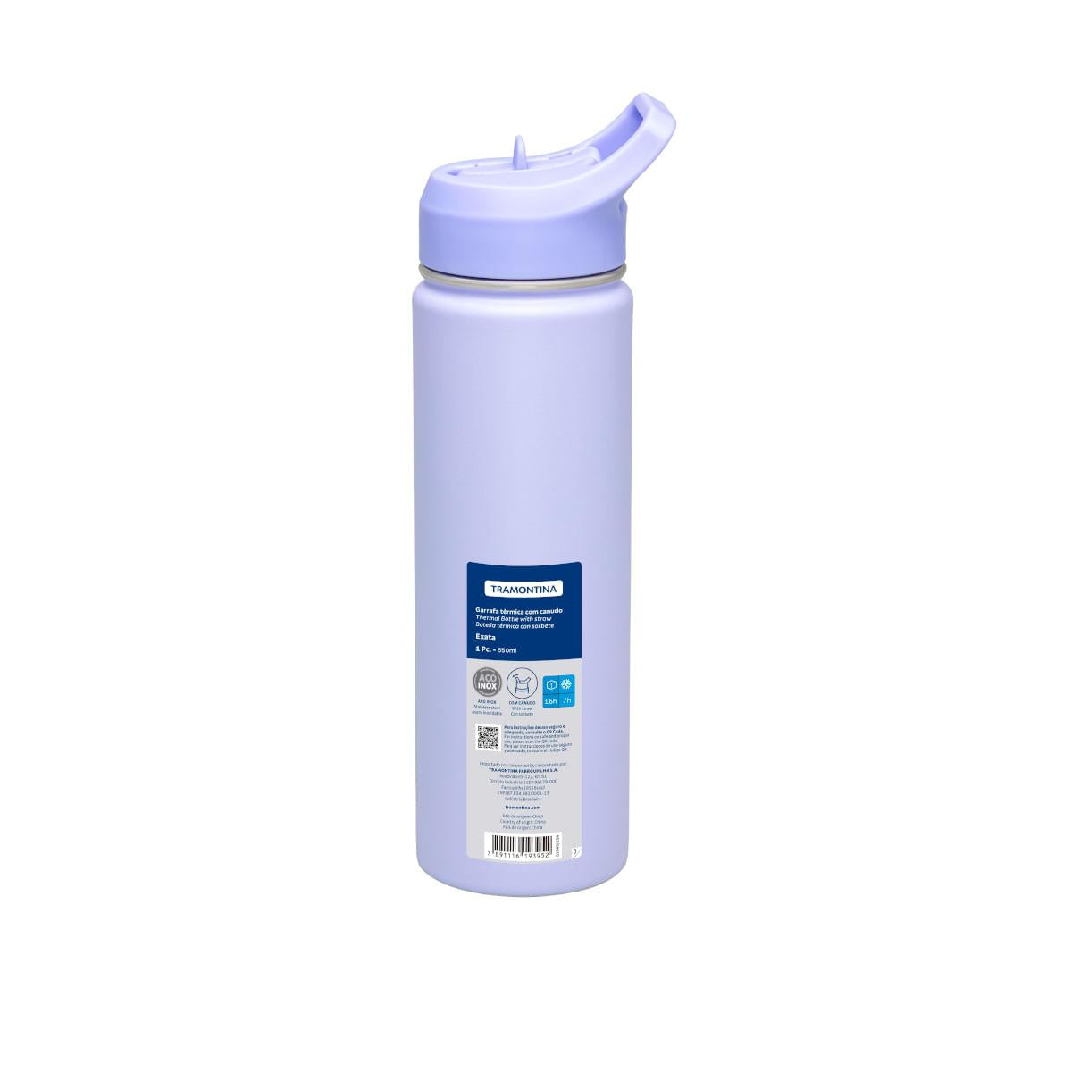 Garrafa Térmica Tramontina 650 ml Lilás com Canudo
