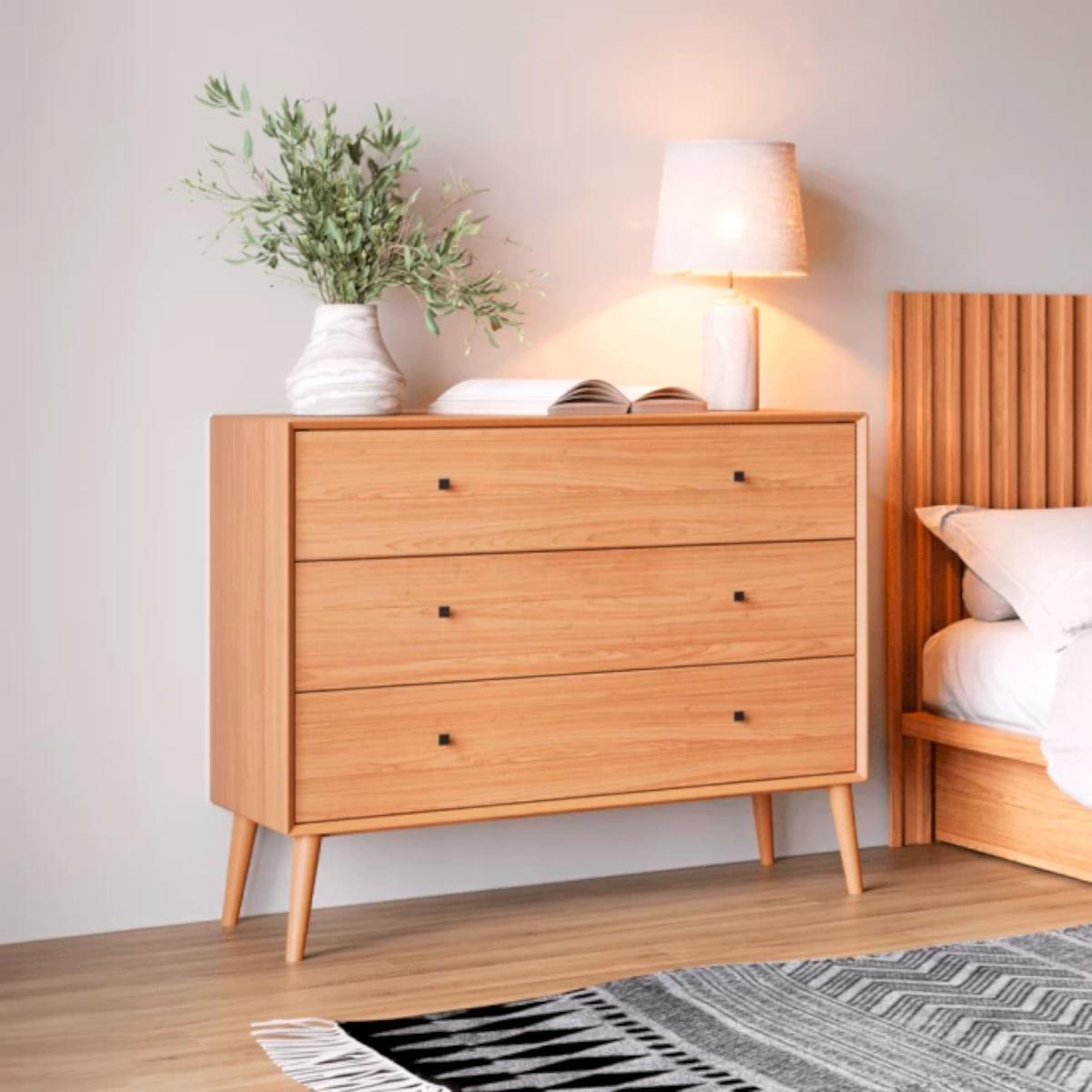 Cômoda 3 Gavetas em MDF Nature Freijó 110x95x50 cm Dalla Costa TW50JJ