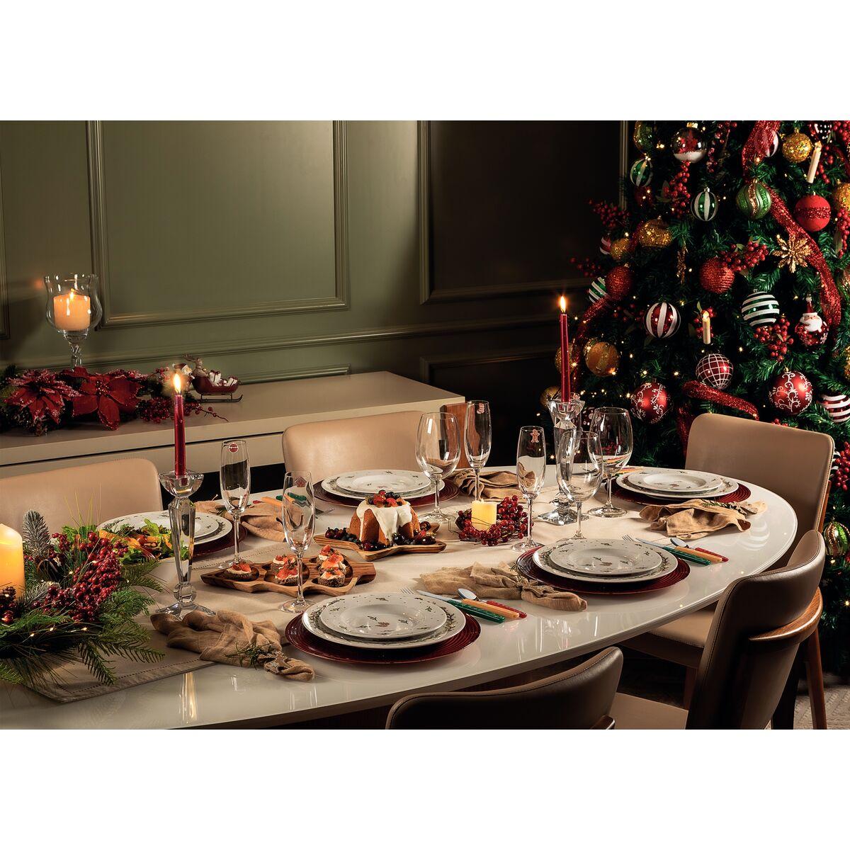 Kit Prato Raso Tramontina Casa Natal em Porcelana Decorada 27 cm com 06 peças