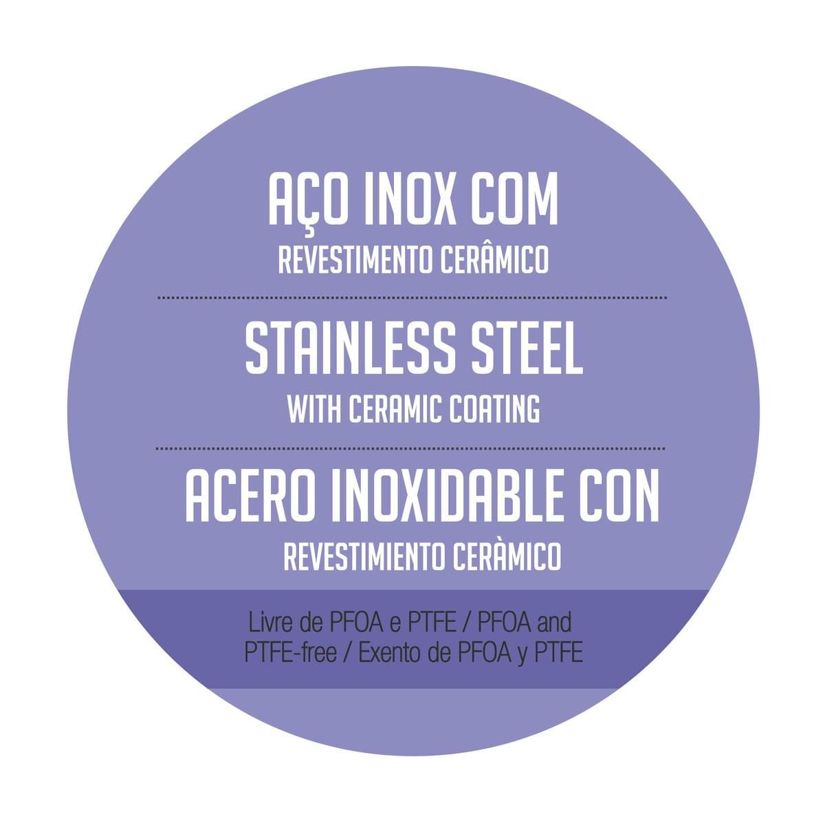 Fervedor Tramontina Solar Ceramic 14 cm 2 Litros em Aço Inox Interior em Cerâmica