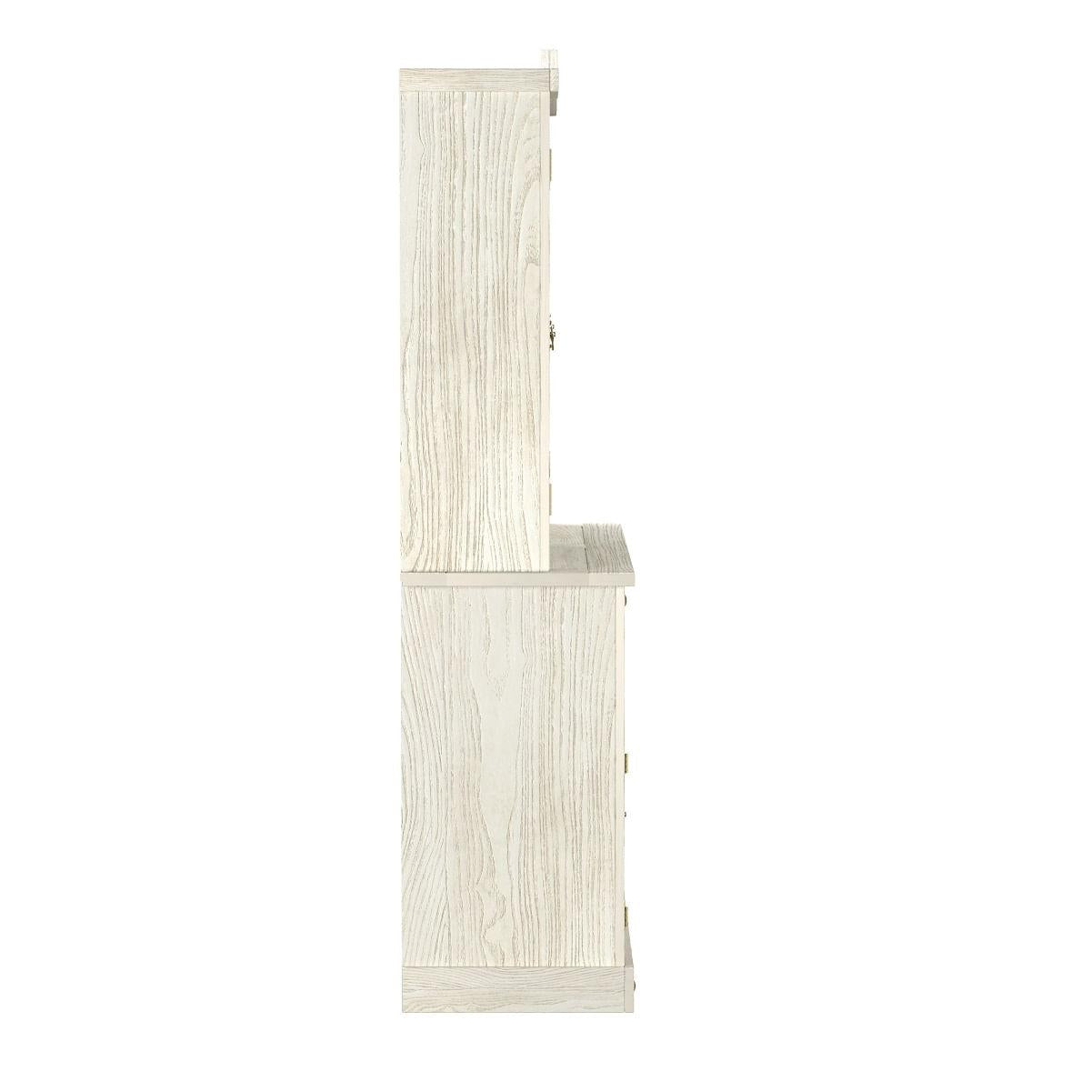 Cristaleira em Madeira 5 Portas 3 Gavetas 153 x 196 cm Patina Branca Elliottiis