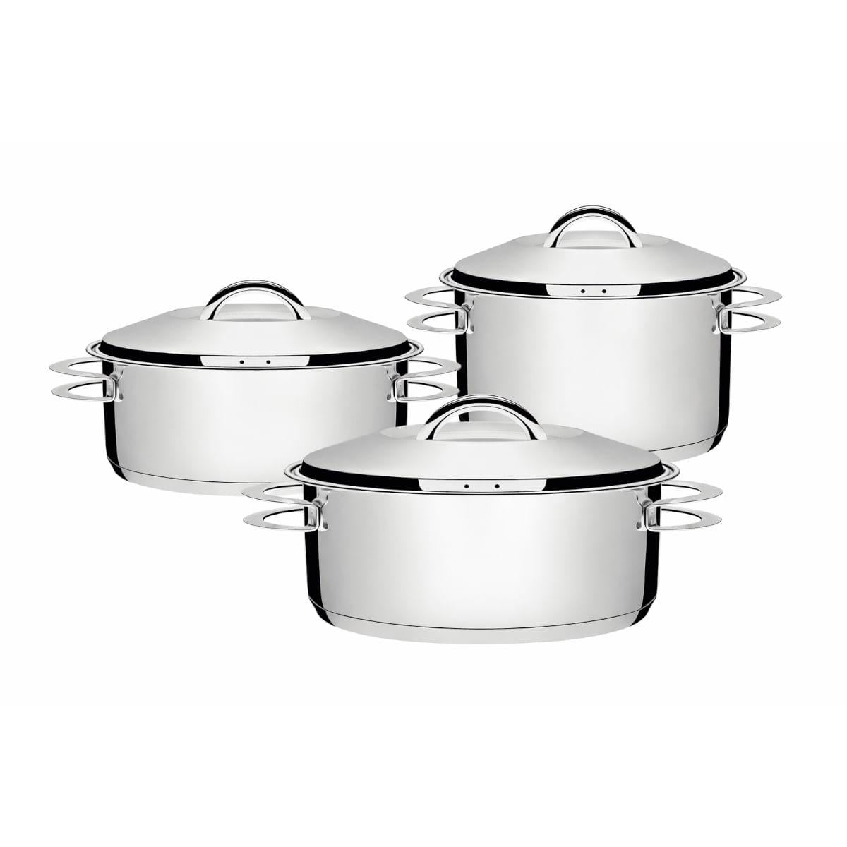 Jogo de Panelas Tramontina Solar 3 Peças Aço Inox Fundo Triplo